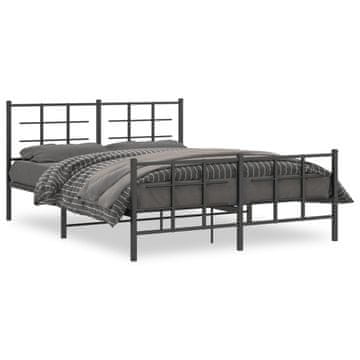 Vidaxl Metalni okvir kreveta s uzglavljem i podnožjem crni 150x200 cm