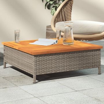 Vidaxl Vrtni stol sivi 70x70x25 cm ratan i akacija
