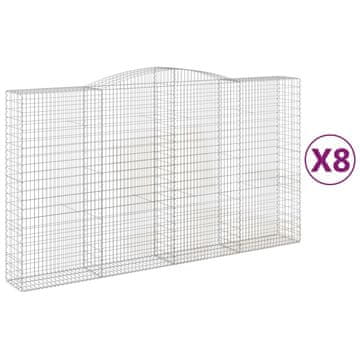 Vidaxl Lučne gabionske košare 8 kom 400x50x220/240cm pocinčano željezo