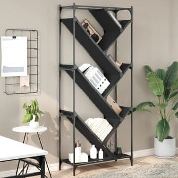 Vidaxl Polica, crna, 79x30x180 cm, materijal na bazi drva i metala