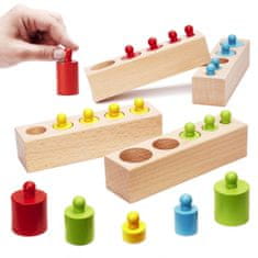 MG Montessori Sorters drveni cilindrični utezi, obojen