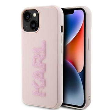 Karl Lagerfeld Futrola za iPhone 15 Plus 3D gumeni glitter logo roza
