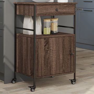 Vidaxl Kuhinjska kolica smeđe hrastove boje 56x43x89,5 cm