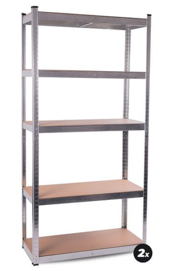 Aga 2x Metalna polica 180x90x40 cm 5 polica