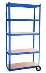 Aga 2x Metalna polica 180x90x40 cm 5 polica Plava