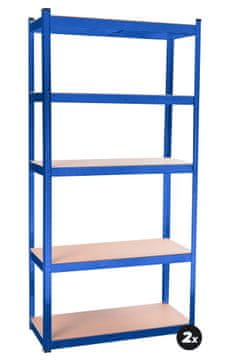 Aga 2x Metalna polica 180x90x40 cm 5 polica Plava