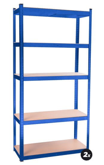 Aga 2x Metalna polica 180x90x40 cm 5 polica Plava