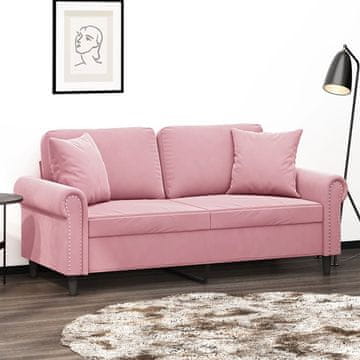 Vidaxl Dvosjed s jastucima, roza, 140 cm, baršun
