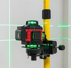 RED TECHNIC Punjivi LCD 4D 16-linijski zeleni građevinski laserski nivelir 2x 3500mAh + daljinski upravljač