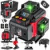 RED TECHNIC Punjivi LCD 4D 16-linijski zeleni građevinski laserski nivelir 2x 3500mAh + daljinski upravljač