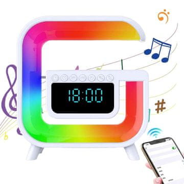 Hitelektro 4 u 1 baterija. 1200 mAh LED RGB bluetooth zvučnik FM radio budilica i punjač
