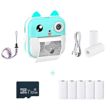 Netscroll Dječji fotoaparat s funkcijom trenutnog ispisa JumboPrintBundle, uključuje kameru, 7 rola papira, USB kabel, narukvicu i 32 GB microSD karticu, JumboPrintBundle