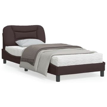Vidaxl Okvir za krevet s LED rasvjetom bez madraca tamnosmeđi 90x200 cm tkanina