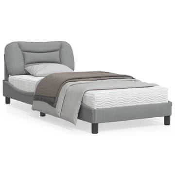 Vidaxl Okvir za krevet s LED svjetlosivom bojom 90x200 cm tkanina bez madraca