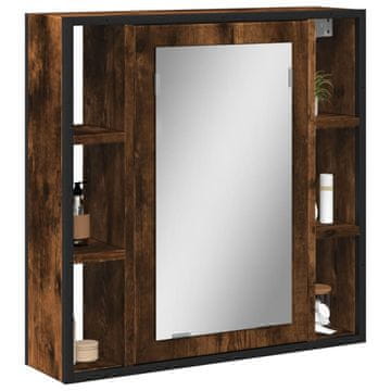 Vidaxl Kupaonski ormarić s ogledalom dimljeni hrast 60x16x60 cm