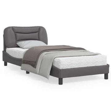 Vidaxl Okvir kreveta s uzglavljem sivi 90x200 cm umjetna koža