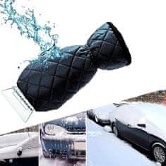 Netscroll Strugalica za led s toplom vodootpornom rukavicom, zimska rukavica za auto, podstavljena flisom, bez ogrebotina, univerzalna veličina, crna, 2u1, IceScraper