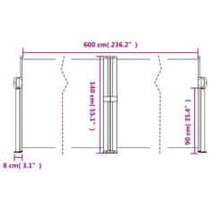 Vidaxl Uvlačiva bočna tenda terakota 140 x 600 cm