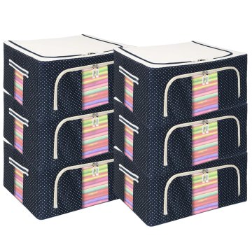 HOME & MARKER® Sklopiva tekstilna kutija za pohranu odjeće, s patentom i prozorom, zaštita od prašine (Plava, 66L) | STACKBOX