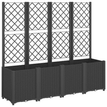 Vidaxl Vrtna sadilica s rešetkom crna 160 x 40 x 140 cm PP