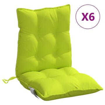 Vidaxl Jastuci za stolicu niskog naslona 6 kom svjetlozeleni tkanina