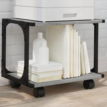 Vidaxl Stalak za pisač s 2 razine, sivi, sonoma hrast, 41x28x33,5 cm