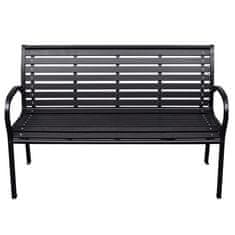 Vidaxl Vrtna klupa crna 116 cm od čelika i WPC-a