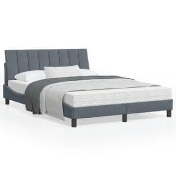 Vidaxl Okvir za krevet s LED rasvjetom tamno sivi 140x190 cm baršun