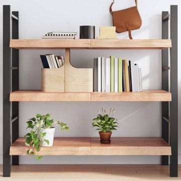 Vidaxl Polica smeđa 120x60x(2-6) cm lakirano puno hrastovo drvo