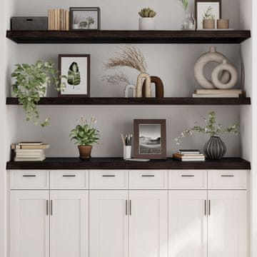 Vidaxl Polica tamnosmeđa 180x60x(2-6) cm hrastova završna obrada