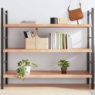 Vidaxl Polica, smeđa, 140x50x(2-4) cm, lakirano puno hrastovo drvo