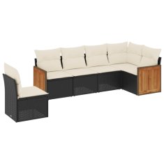 Vidaxl 6-dijelni set vrtnih sofa s jastucima crni od poliratana