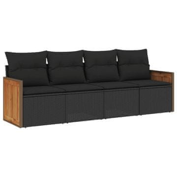 Vidaxl 4-dijelni set vrtnih sofa od poliratana s jastucima crni