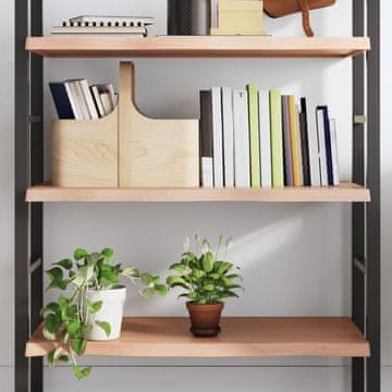 Vidaxl Polica, smeđa, 100x50x(2-4) cm, lakirano puno hrastovo drvo
