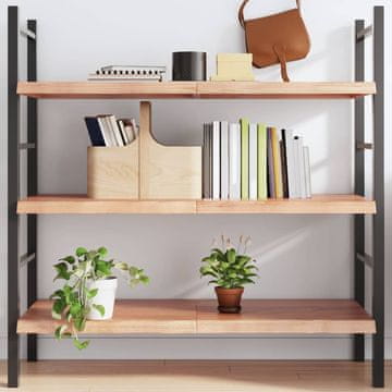Vidaxl Polica, smeđa, 120x60x(2-4) cm, lakirano puno hrastovo drvo