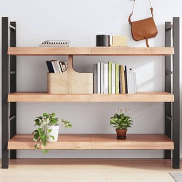 Vidaxl Polica, smeđa, 140x60x(2-6) cm, lakirano puno hrastovo drvo