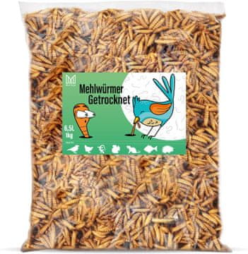 Mersjo Sušeni brašnari, hrana za koi šarane, glodavce, ježeve, ptice, gmazove, ribe, Mersjo 6,5l 1kg