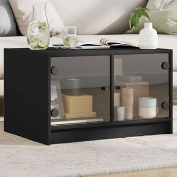 Vidaxl Klub stolić sa staklenim vratima crni 68x50x42 cm