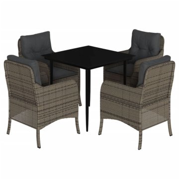 Vidaxl 5-dijelni vrtni blagovaonski set sivi od poliratana