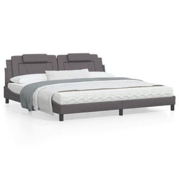 Vidaxl Okvir kreveta s LED svjetlima, sivi, 200x200 cm, umjetna koža