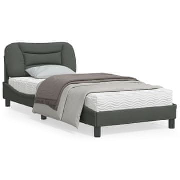 Vidaxl Okvir za krevet s LED rasvjetom bez madraca tamno sivi 90x190 cm tkanina