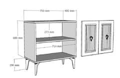 Woody Fashion Konzola, Capri - Anthracite, Gold