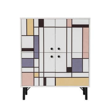 Woody Fashion Višenamjenski ormarić, Bijela boja Smeđa Ljubičasta Žuta boja, Midia