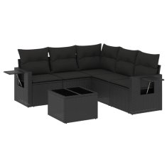 Vidaxl 6-dijelni set vrtnih sofa s jastucima crni od poliratana