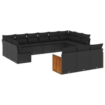 Vidaxl 13-dijelni set vrtnih sofa s jastucima poliratan crni