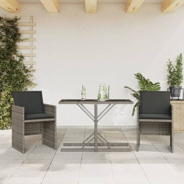Vidaxl Bistro set od 3 dijela s jastucima, sivi, poliratan