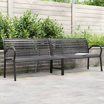 Vidaxl Dvostruka vrtna klupa crna 231 cm čelik i WPC