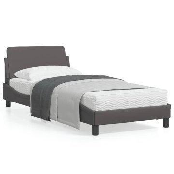 Vidaxl Okvir kreveta s uzglavljem sivi 90x200 cm umjetna koža
