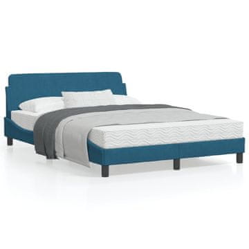 Vidaxl Okvir kreveta s uzglavljem plavi 140x190 cm baršun