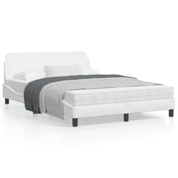 Vidaxl Okvir kreveta s uzglavljem bijeli 140x190 cm presvučen umjetnom kožom